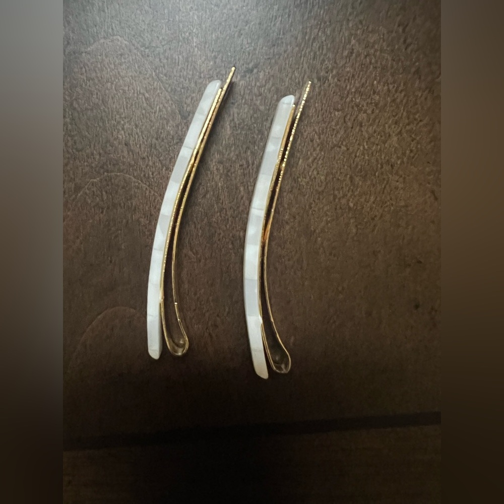 France Luxe Bobby Pin Pair on Gold Wire Set of 2 in Alba Ivory Gold - Picture 6 of 8